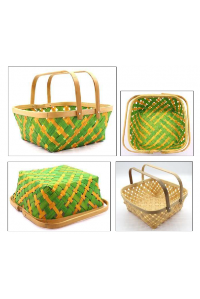 Bamboo Square Baskets Double Handle